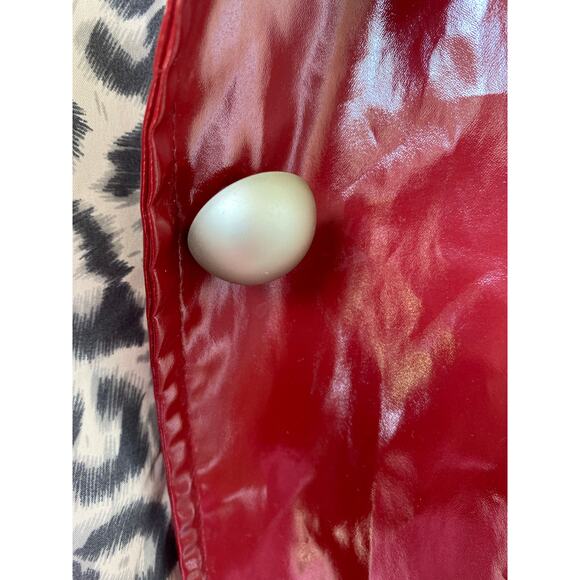 Jane Post Iconic Mid Length Slicker Red Leopard Print XL Size 16 Rain Coat - Picture 10 of 14